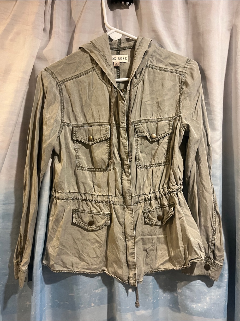Knox Rose Hooded Utility Jacket in Olive Green